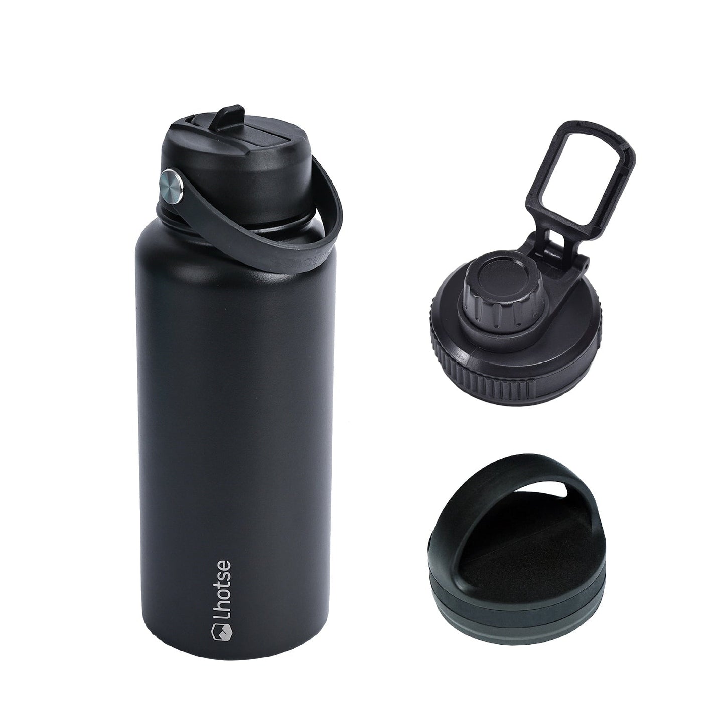 Botella Térmica Hydro 960 Ml + 3 Tapas Lhotse7#Negro