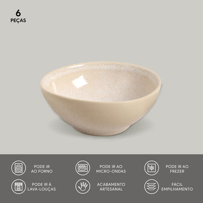 Set 6 Bowls Latte 360 Ml Aires Deco Home4#Beige