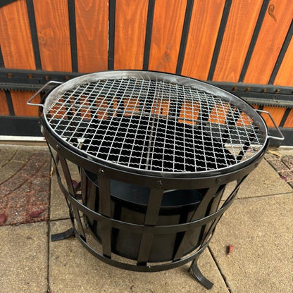 Brasero Fogón De Fierro Redondo Con Parrilla Kas Chile3#negro