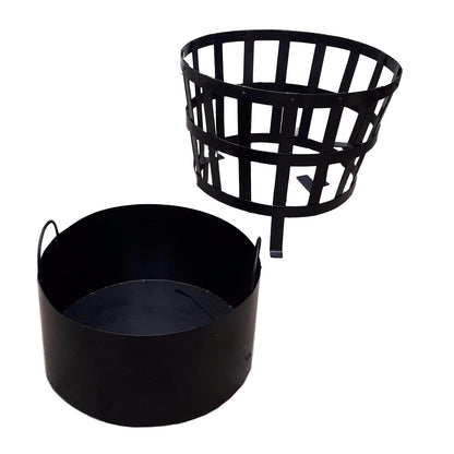 Brasero Fogón De Fierro Redondo Con Parrilla Kas Chile4#negro