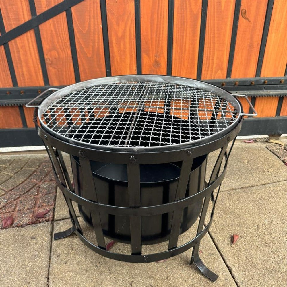 Brasero Fogón De Fierro Redondo Con Parrilla Kas Chile1#negro