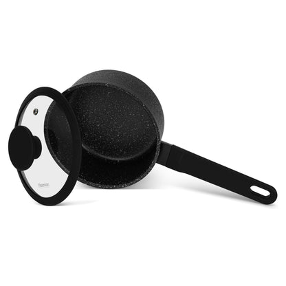 Cacerola Adelina Con Tapa De Cristal 1.45 Lts Fissman5#Negro