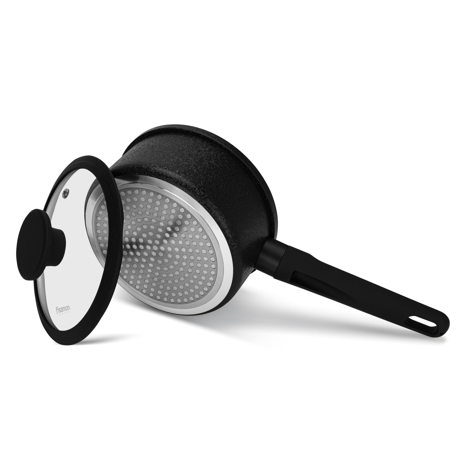 Cacerola Adelina Con Tapa De Cristal 1.45 Lts Fissman6#Negro