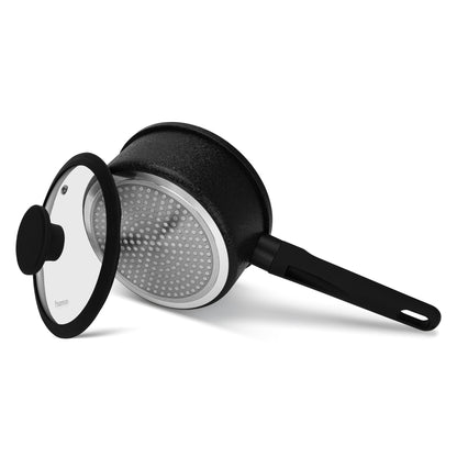 Cacerola Adelina Con Tapa De Cristal 1.45 Lts Fissman6#Negro