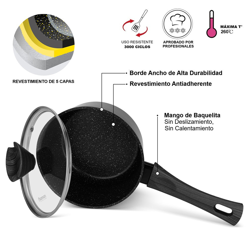 Cacerola Antiadherente Angela con Fondo de Inducción 1.9 Litros Fissman-Ollas