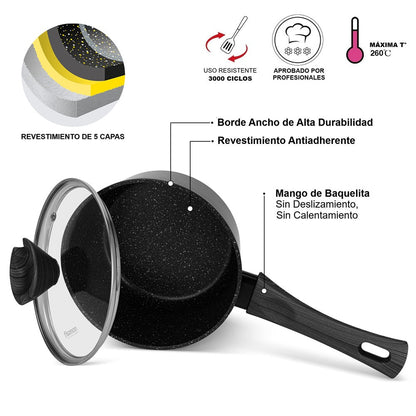 Cacerola Antiadherente Angela con Fondo de Inducción 1.9 Litros Fissman-Ollas