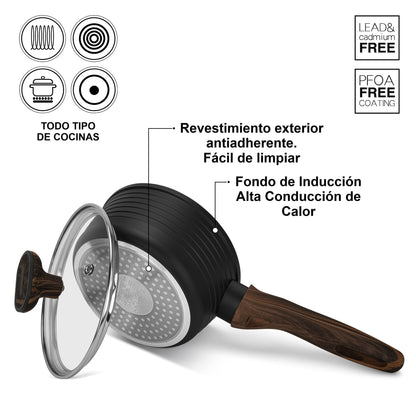 Cacerola Antiadherente Cuisine con Fondo de Inducción 1.3 Litros Fissman-Ollas