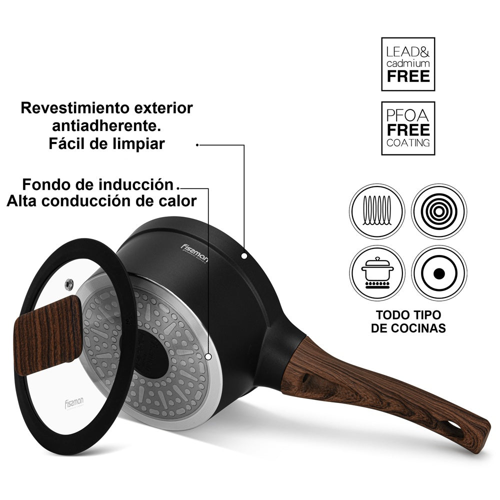 Cacerola Antiadherente Filomena con Fondo de Inducción 1.2 Litros Fissman3#Negro