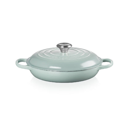 Cacerola Baja 26cm Hierro Fundido Esmaltado Sea Salt Le Creuset3#Celeste