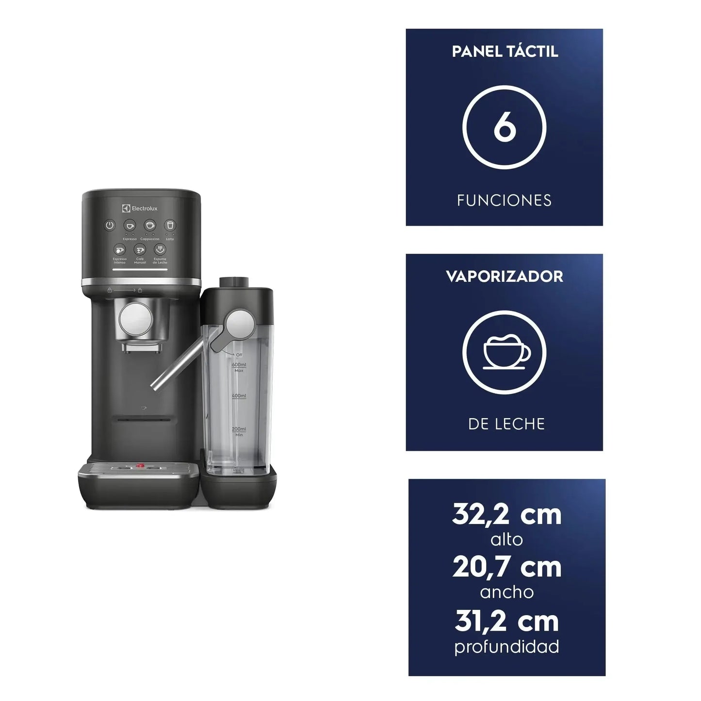 Cafetera Espresso 1,25L Digital Cápsula y Molido 1350W ECM70 Electrolux-Cafeteras Espresso