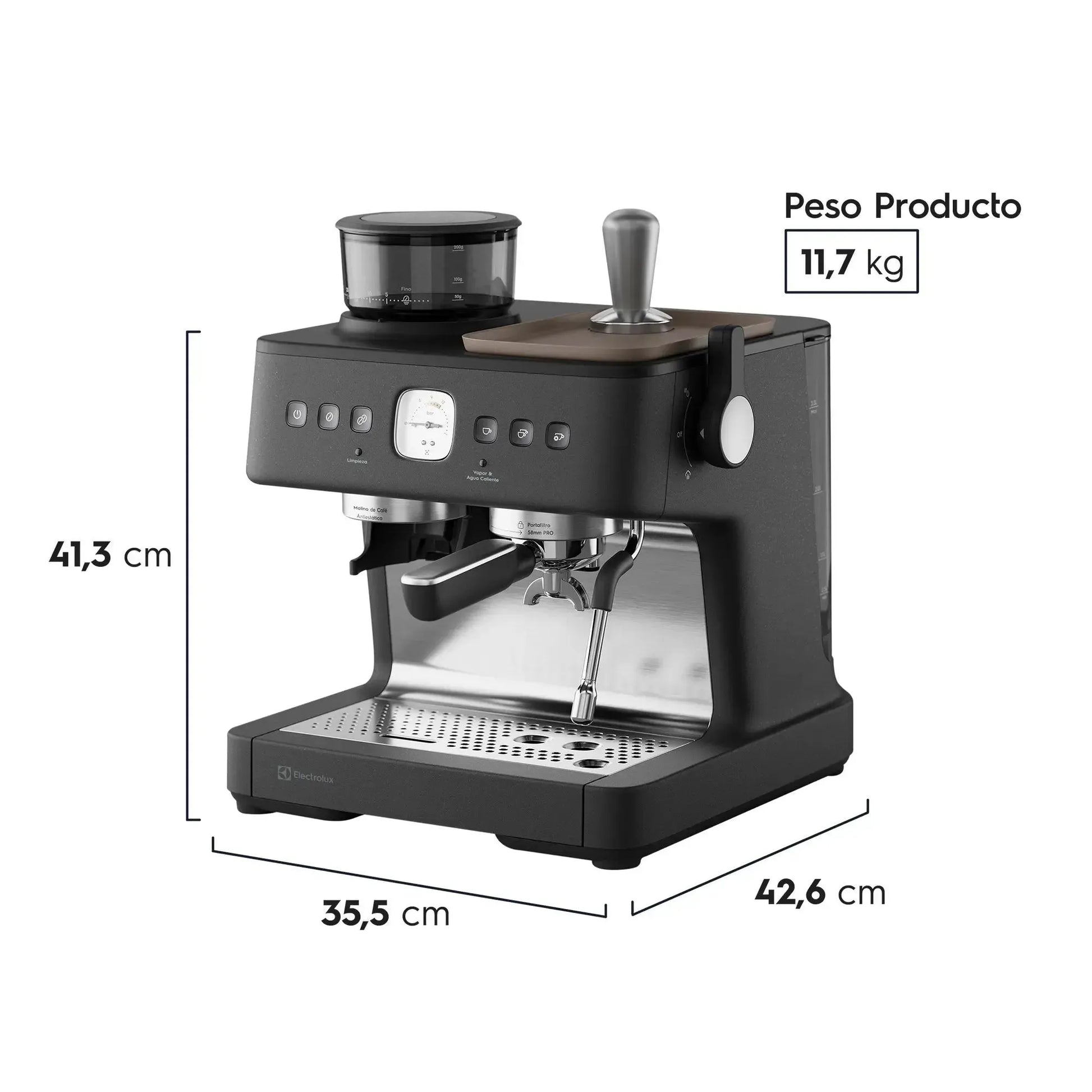 Cafetera Espresso Barista 3L Molinillo 2200W ECM90 Electrolux-Cafeteras Espresso