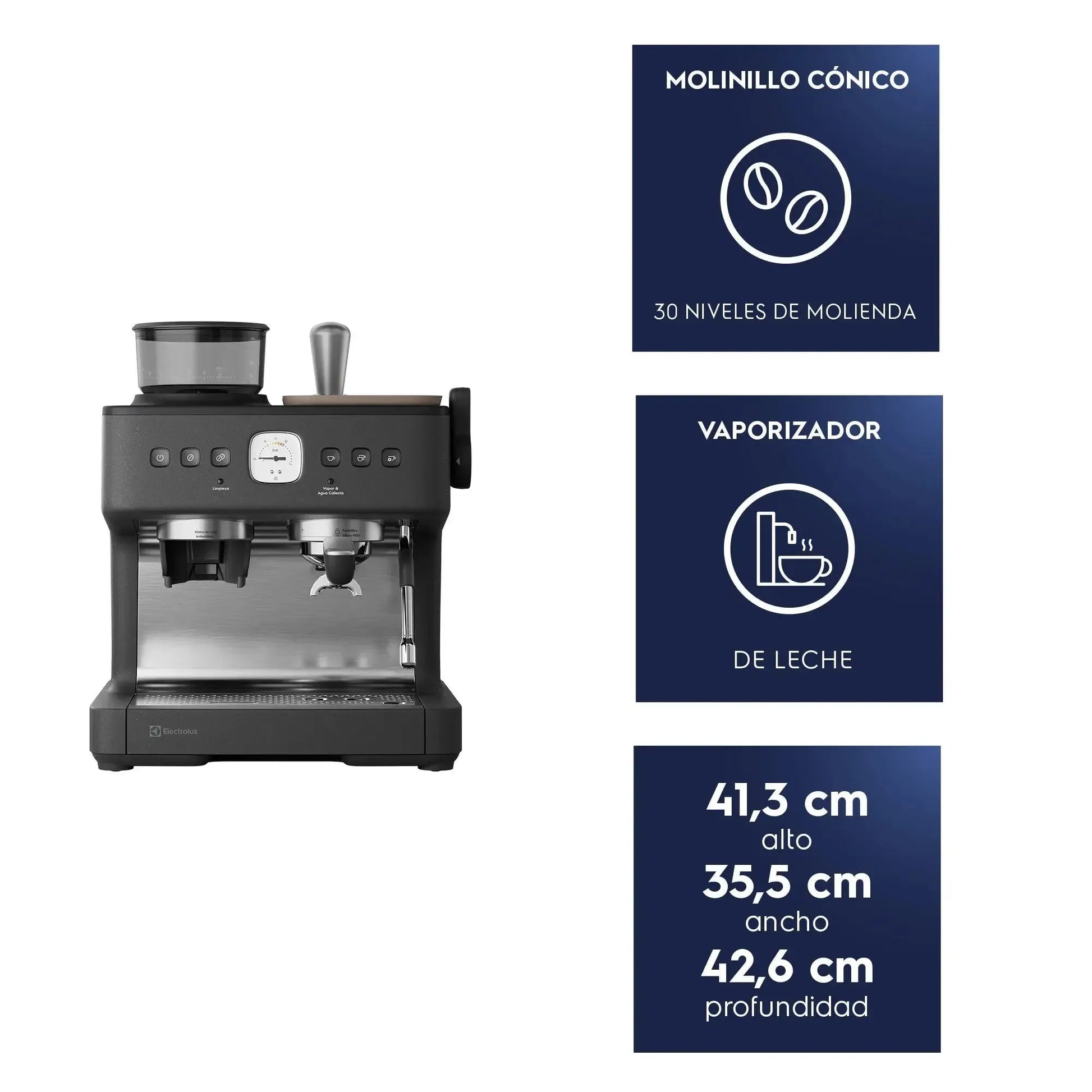 Cafetera Espresso Barista 3L Molinillo 2200W ECM90 Electrolux-Cafeteras Espresso