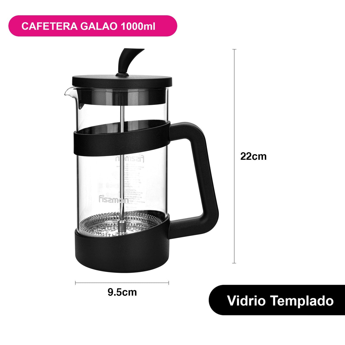 Cafetera Francesa Galao 1000 ml Fissman-Cafeteras de Prensa Francesa