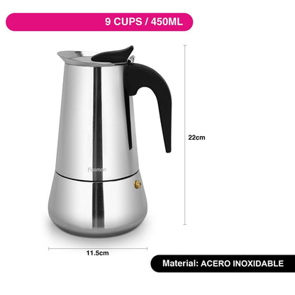 Cafetera Italiana Acero Geyser 450ml Fissman3#Plata
