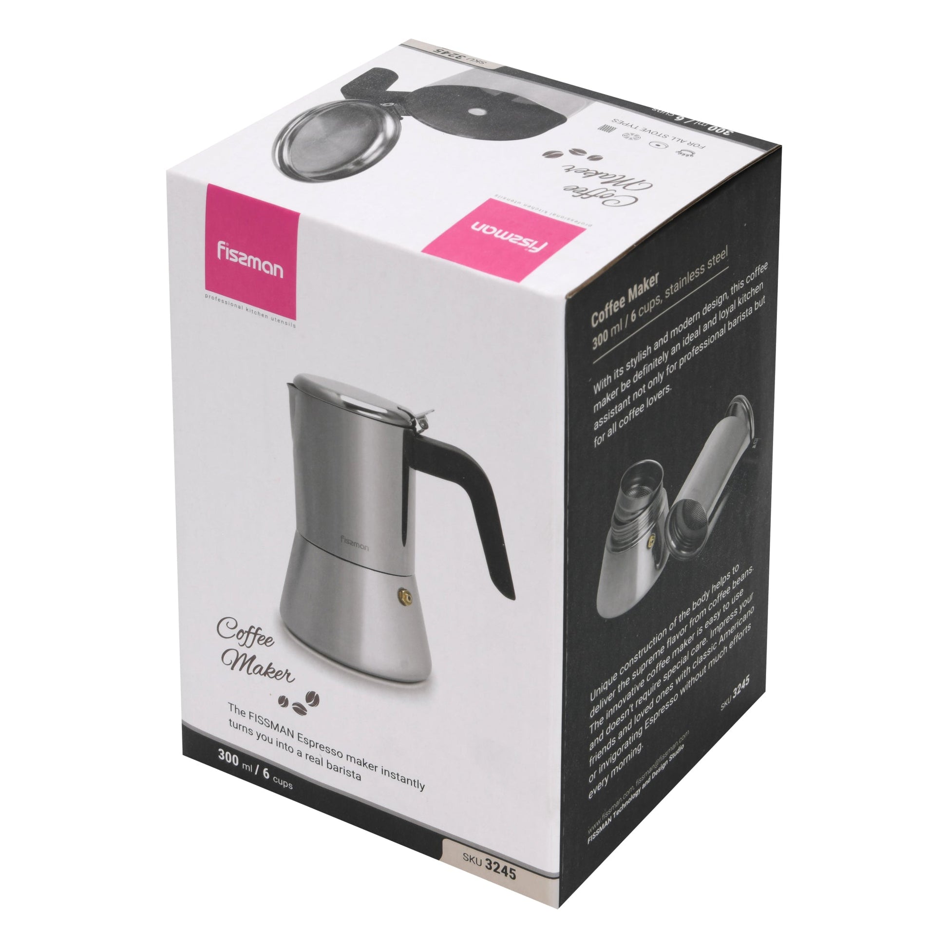 Cafetera Italiana Geyser Acero 300 ml Fissman5#acero