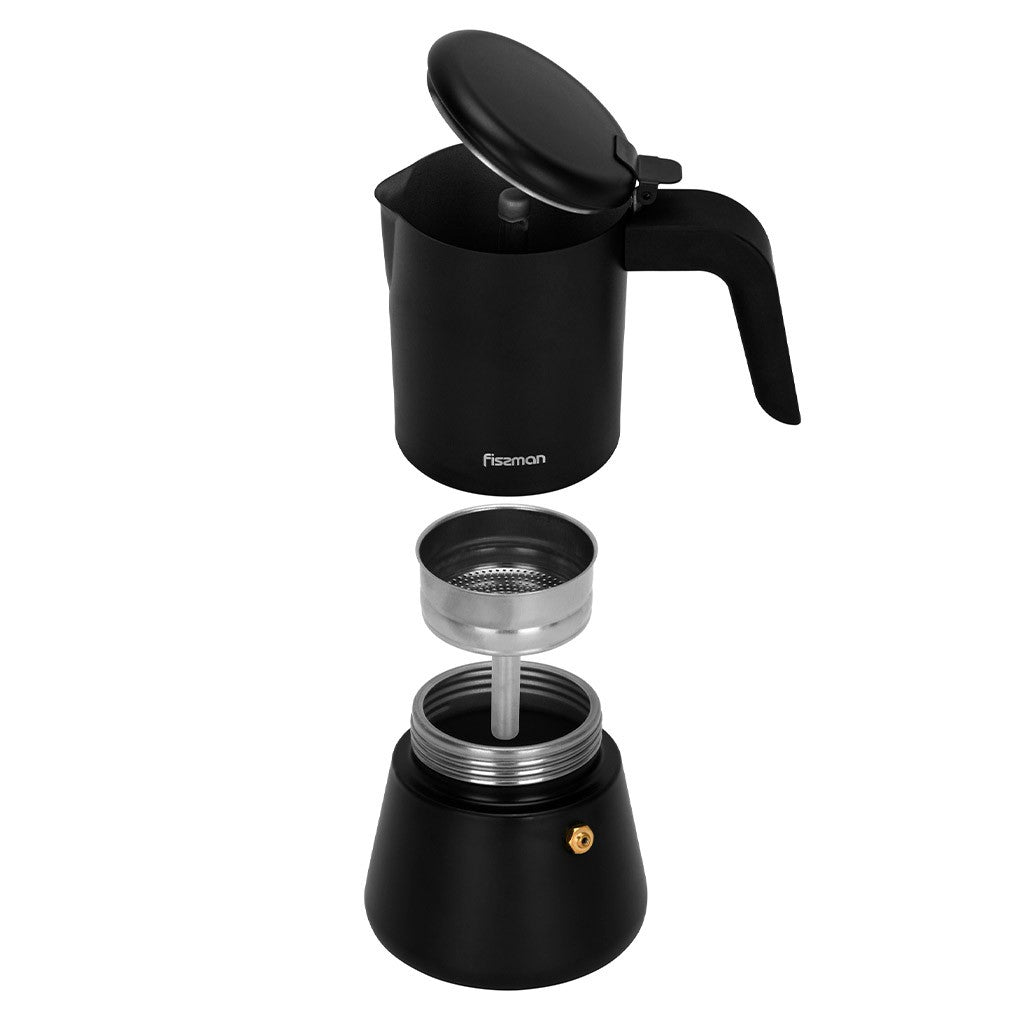 Cafetera Italiana Geyser Black 300 ml Fissman3#Negro