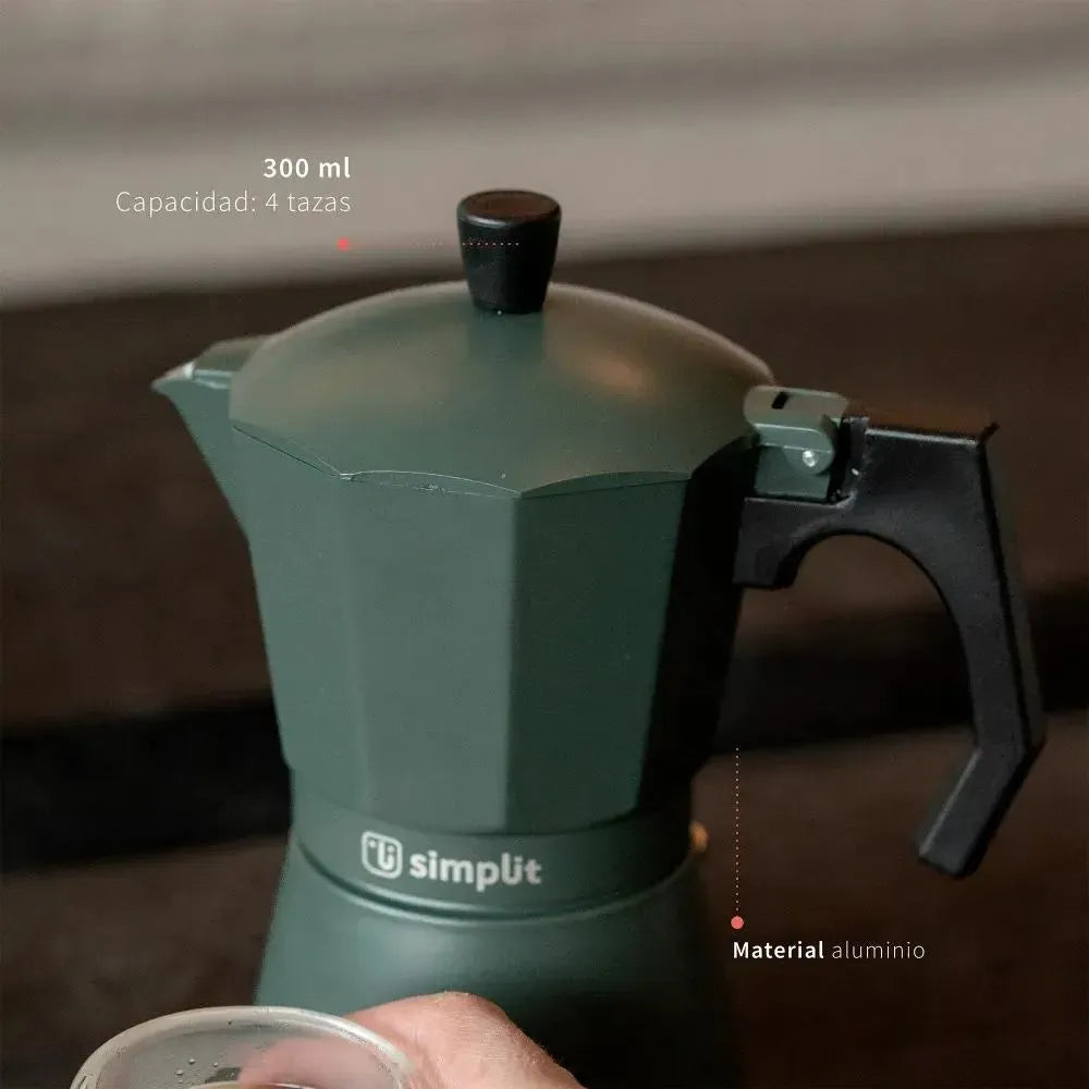 Cafetera Italiana Moka 4 Tazas 300ml Simplit-Cafeteras Italianas Moka
