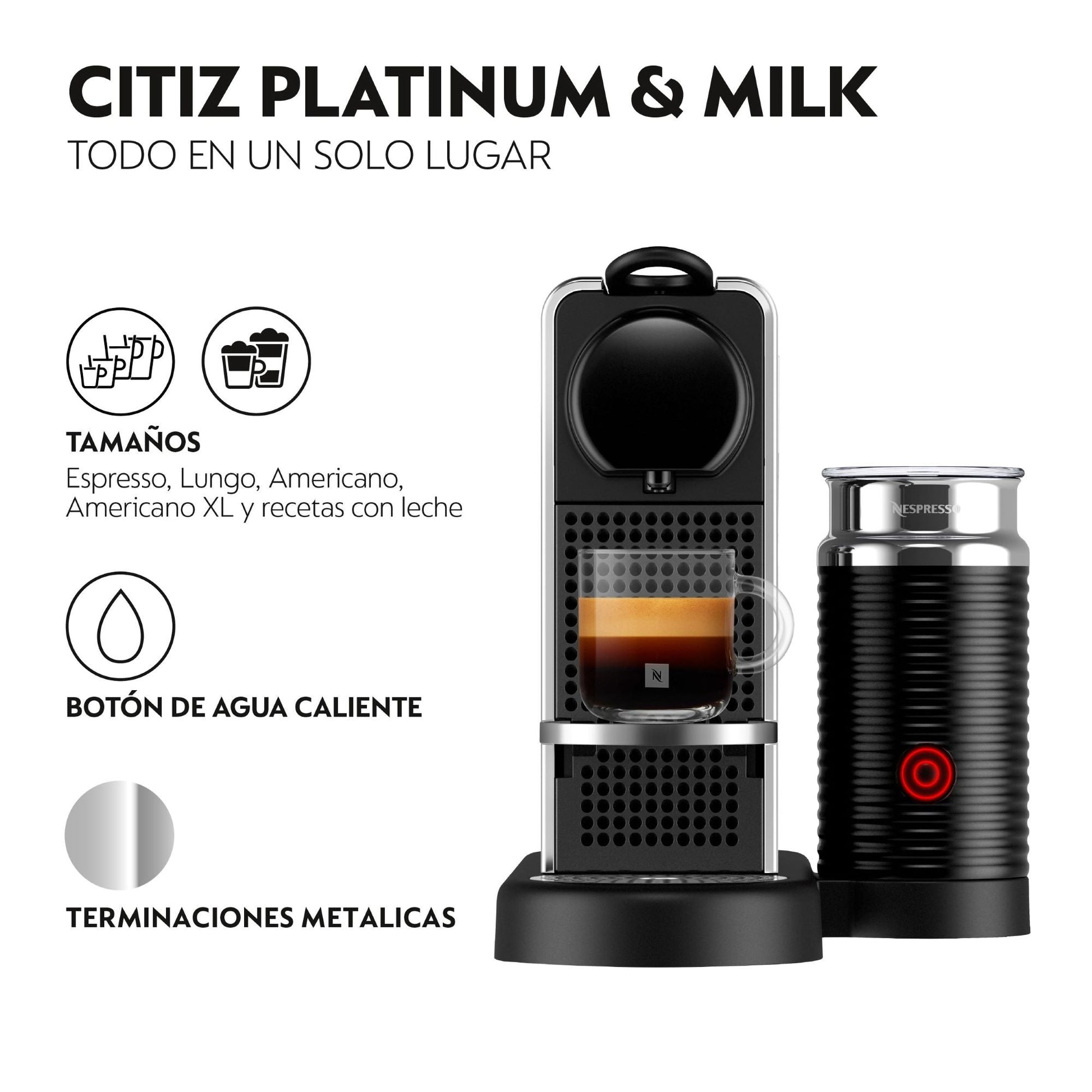 Cafetera Nespresso Citiz & Milk Platinum-Cafeteras de Cápsulas