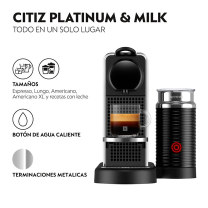 Cafetera Nespresso Citiz & Milk Platinum-Cafeteras de Cápsulas