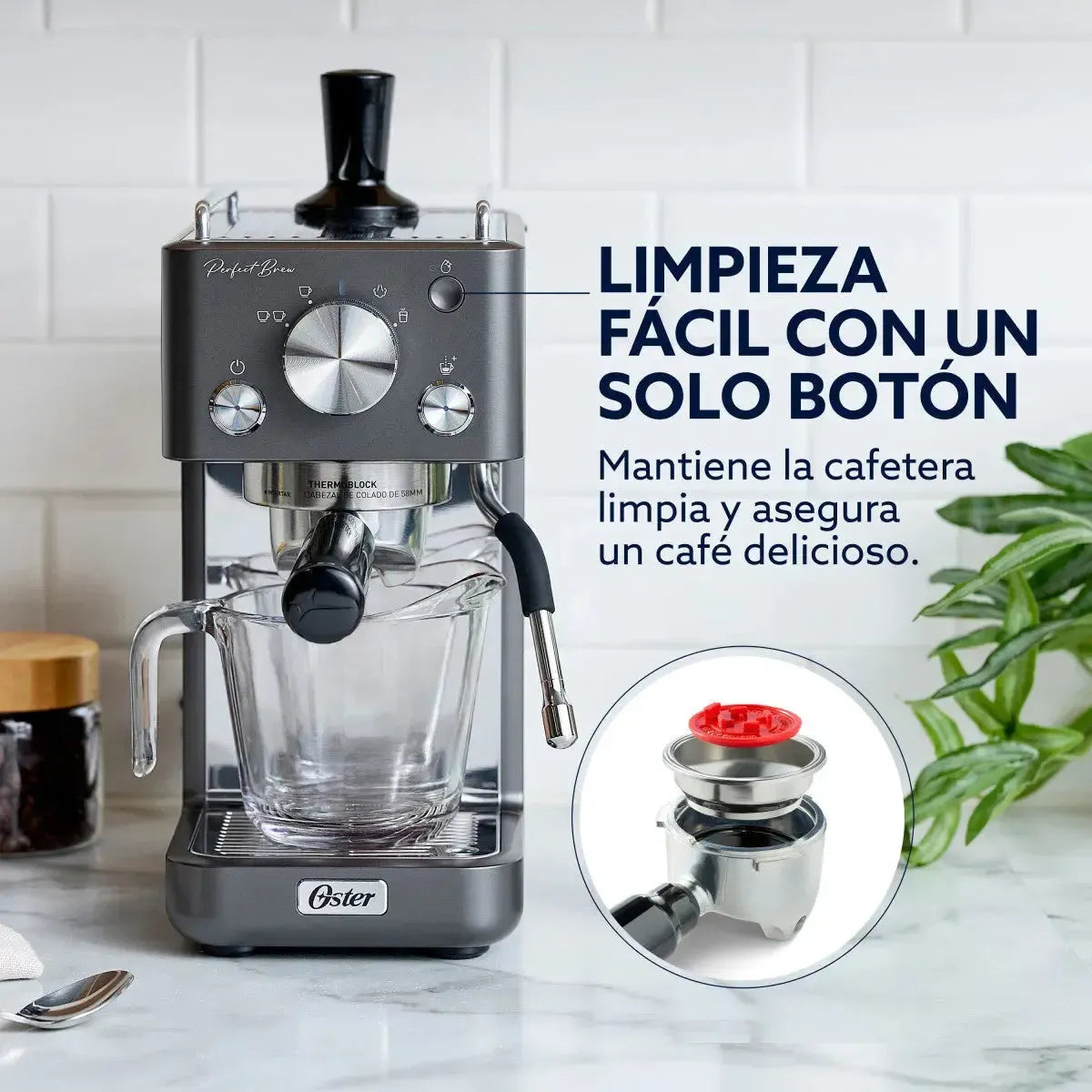 Cafetera Perfect Brew Bomba Italiana 15 Bar Bvstem7201 Gris Oster-Cafeteras Espresso
