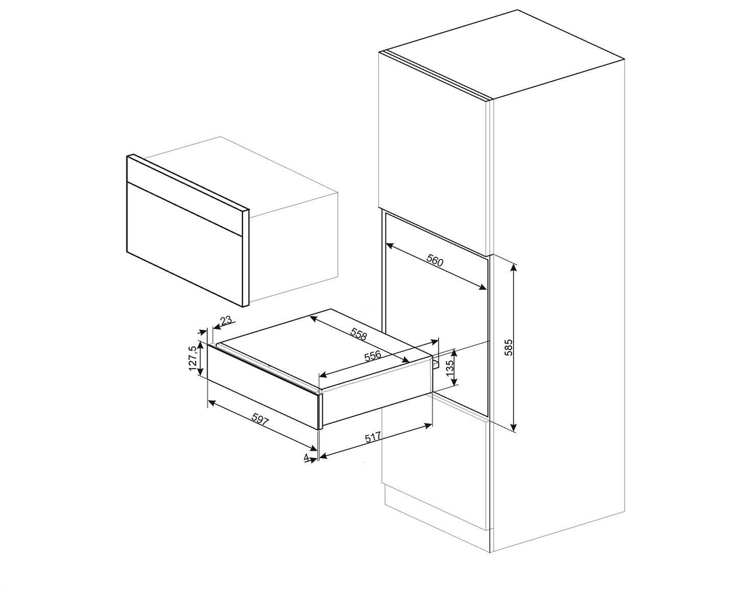 Cajón Calientaplatos CPR315N Smeg