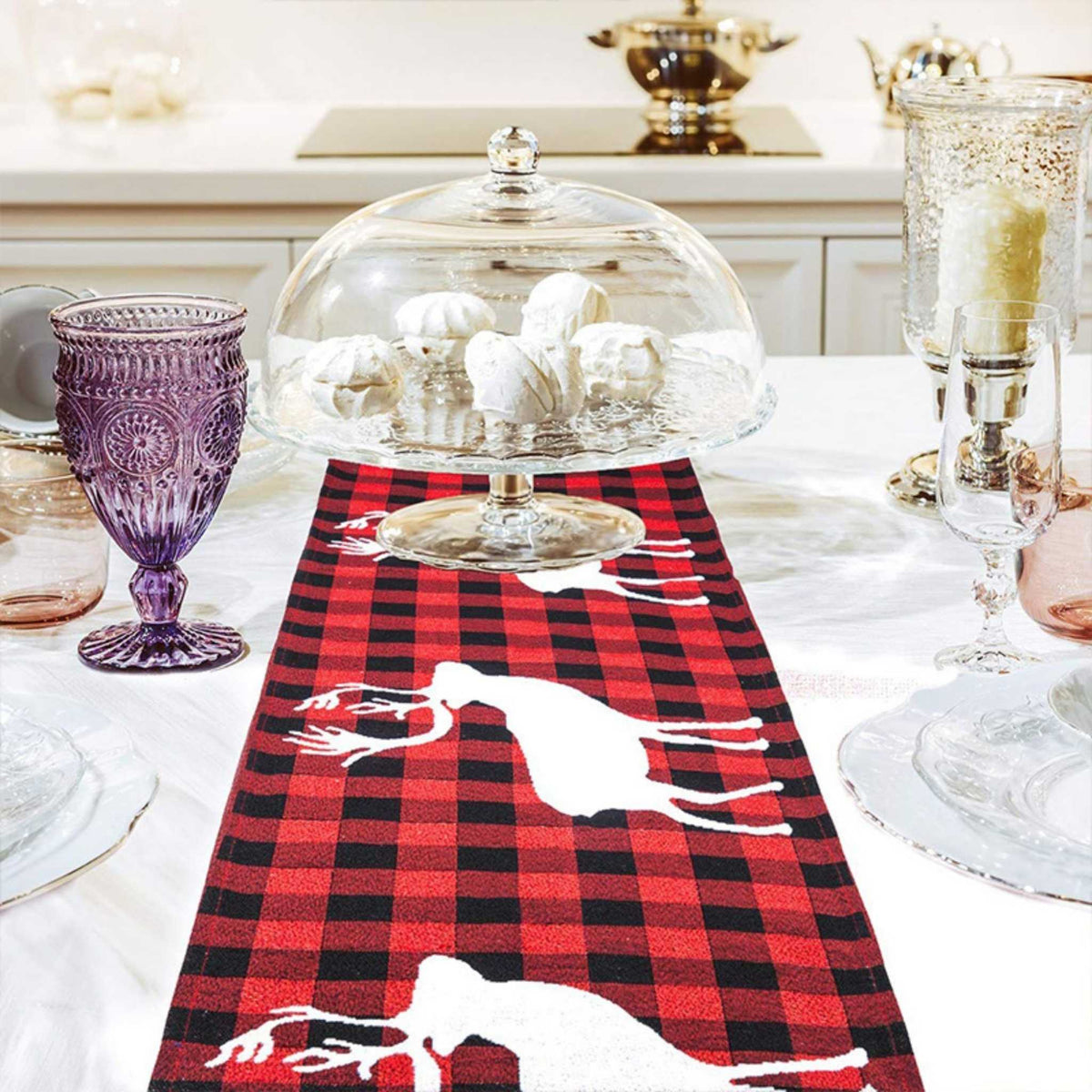 Camino de Mesa Reno Blanco Bohemik1#rojo