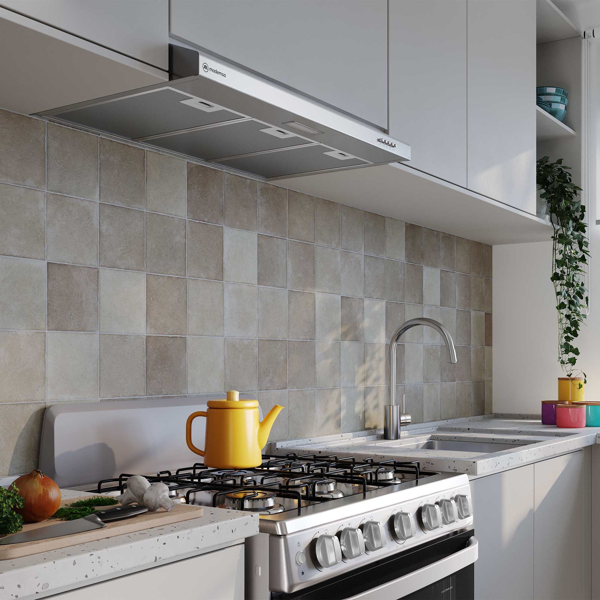 Campana de Cocina Extractora 80cm Gran Poder Succión DM8SS Mademsa-Campanas Bajo Mueble