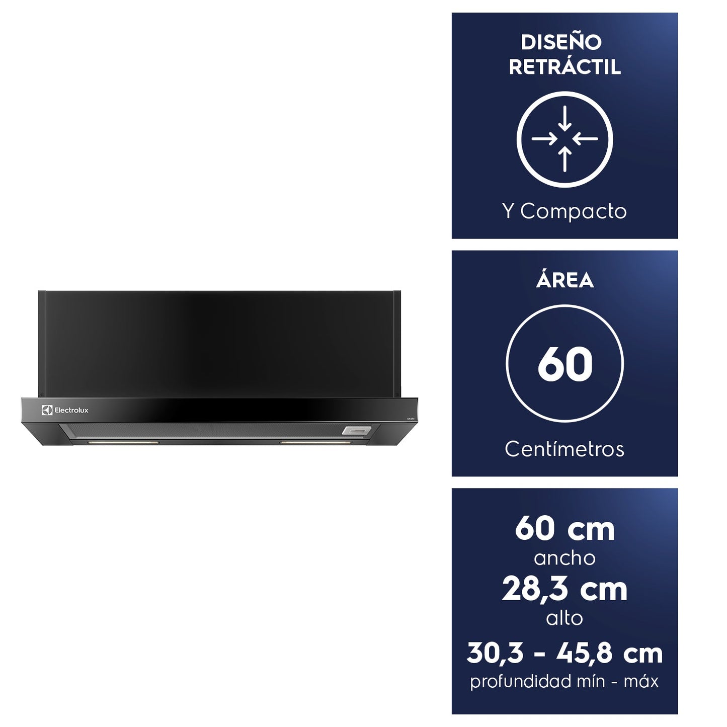 Campana de Cocina Extractora Retráctil 60cm DE6RI Electrolux3#Negro