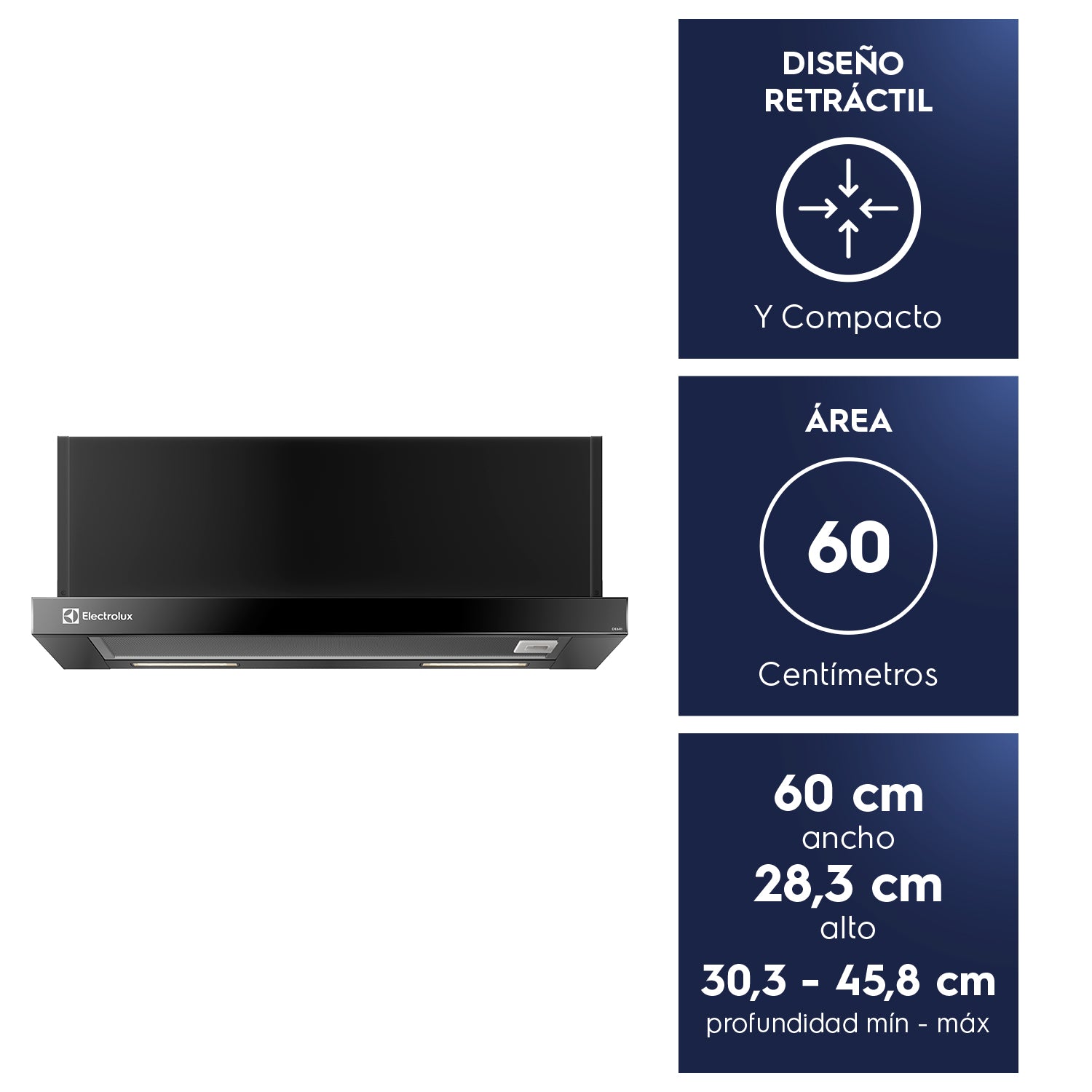 Campana de Cocina Extractora Retráctil 60cm DE6RI Electrolux3#Negro