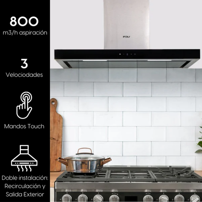 Campana de Pared Deluxe Chef 90 cm 800 m3/h FDV - Caja Dañada-Campanas de Pared