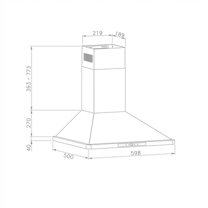 Campana Decorativa New Conic 60 FDV 780 m3h.-Campanas de Pared