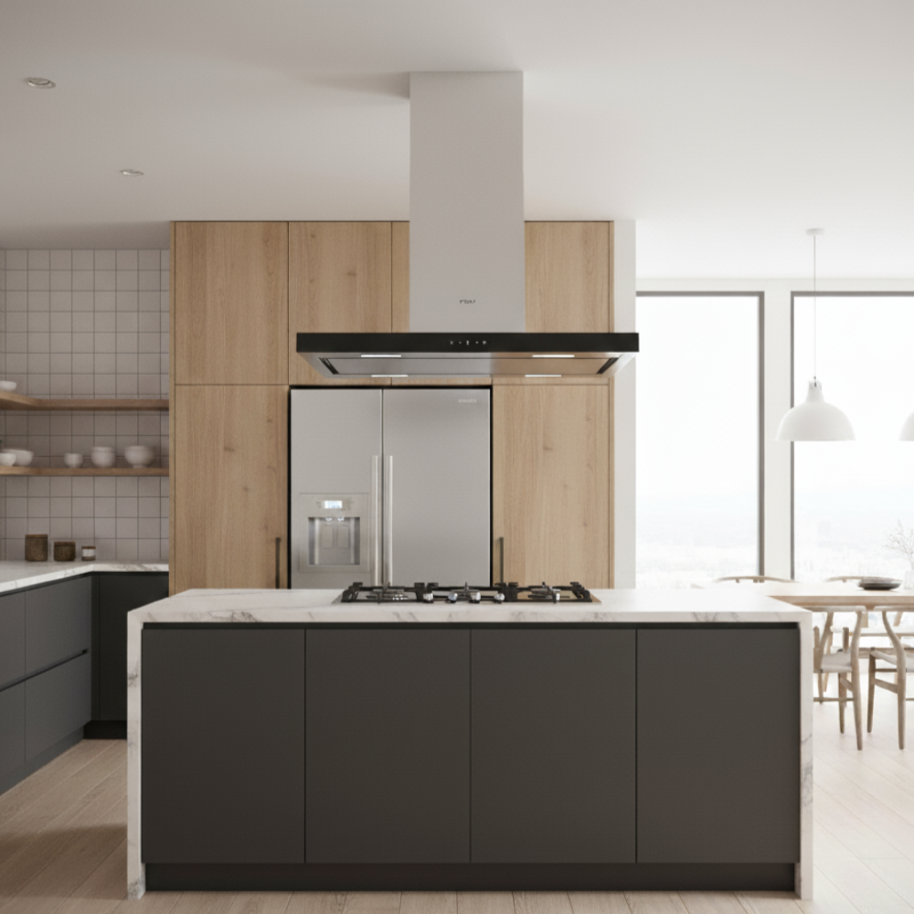 Campana Isla Deluxe Chef 90 cm 800 m3/h FDV - Caja Dañada-Campanas Isla