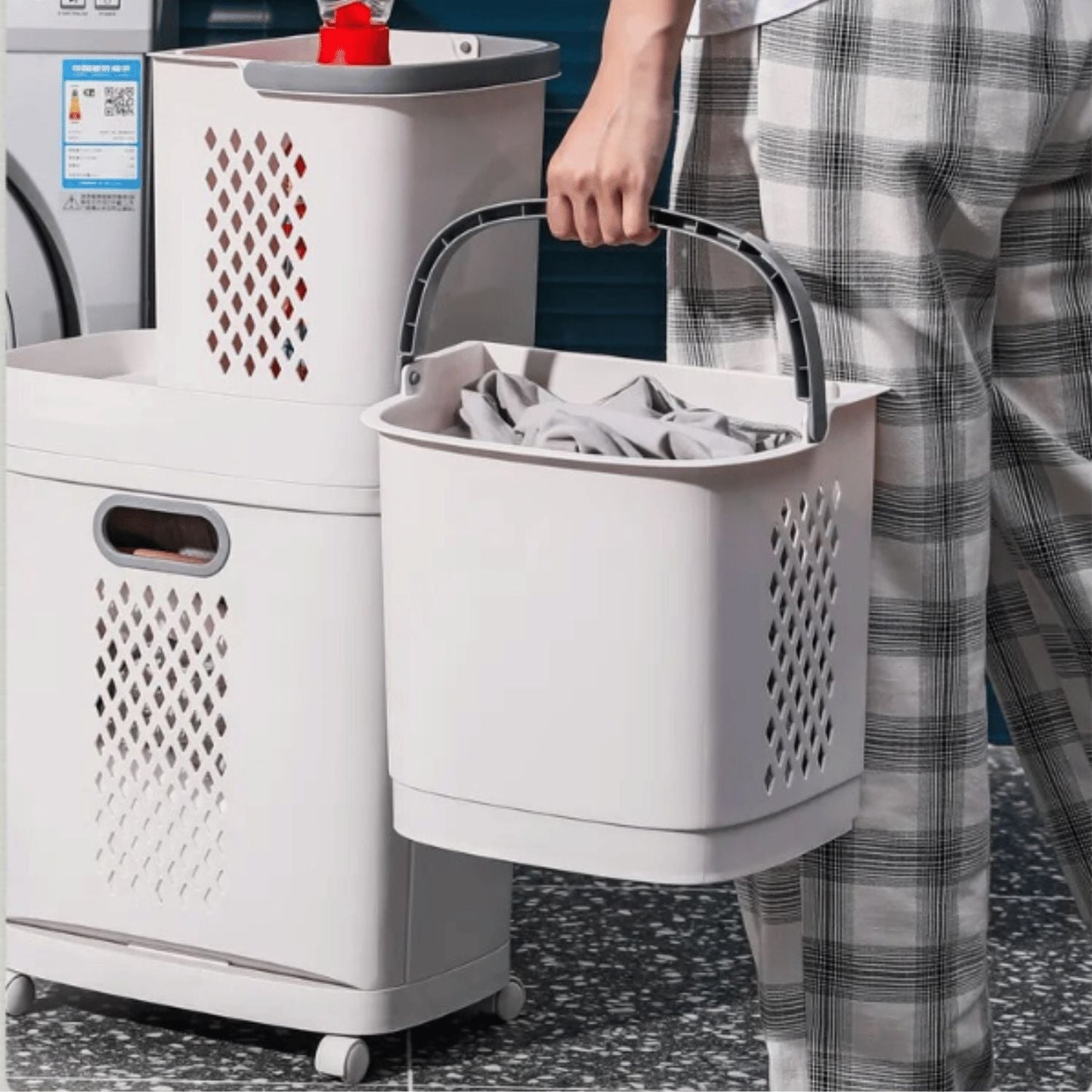 Canasto De Lavandería Desmontable Con Ruedas Santú Home & Deco5#Blanco