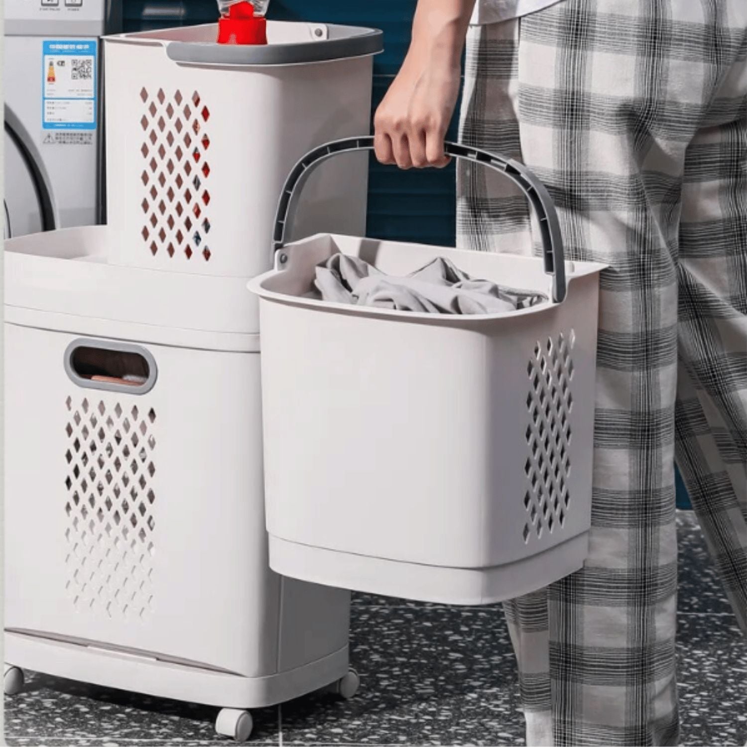 Canasto De Lavandería Desmontable Con Ruedas Santú Home & Deco5#Blanco