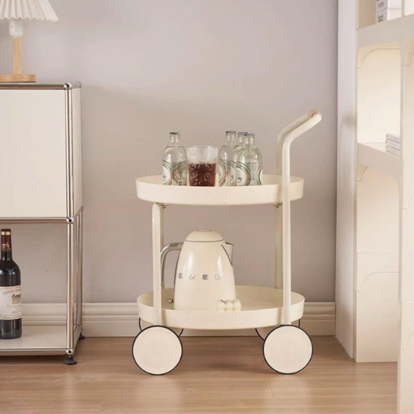 Carro Bar Vintage 2 Pisos con Ruedas Santú Home & Deco2#Beige