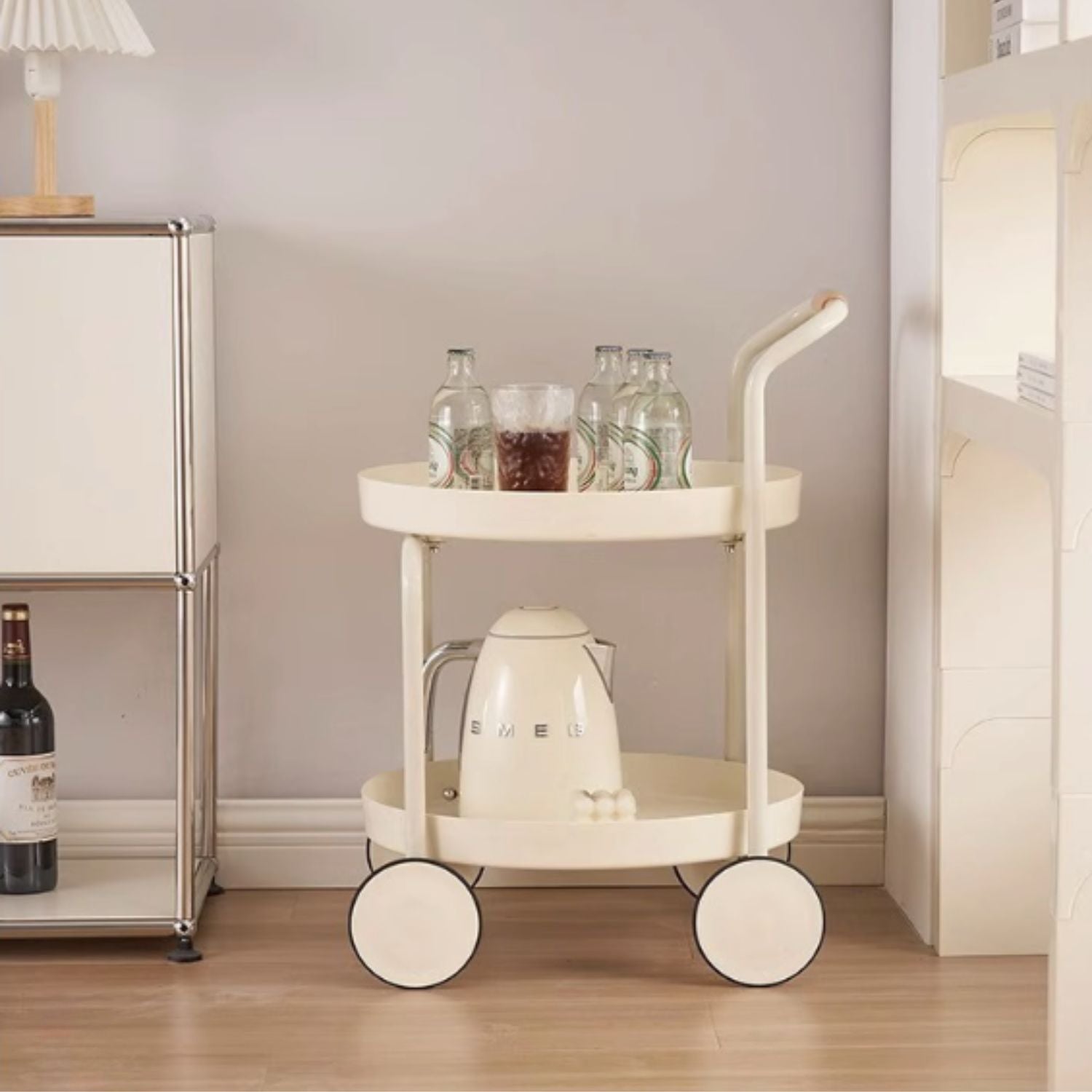 Carro Bar Vintage 2 Pisos con Ruedas Santú Home & Deco2#Beige