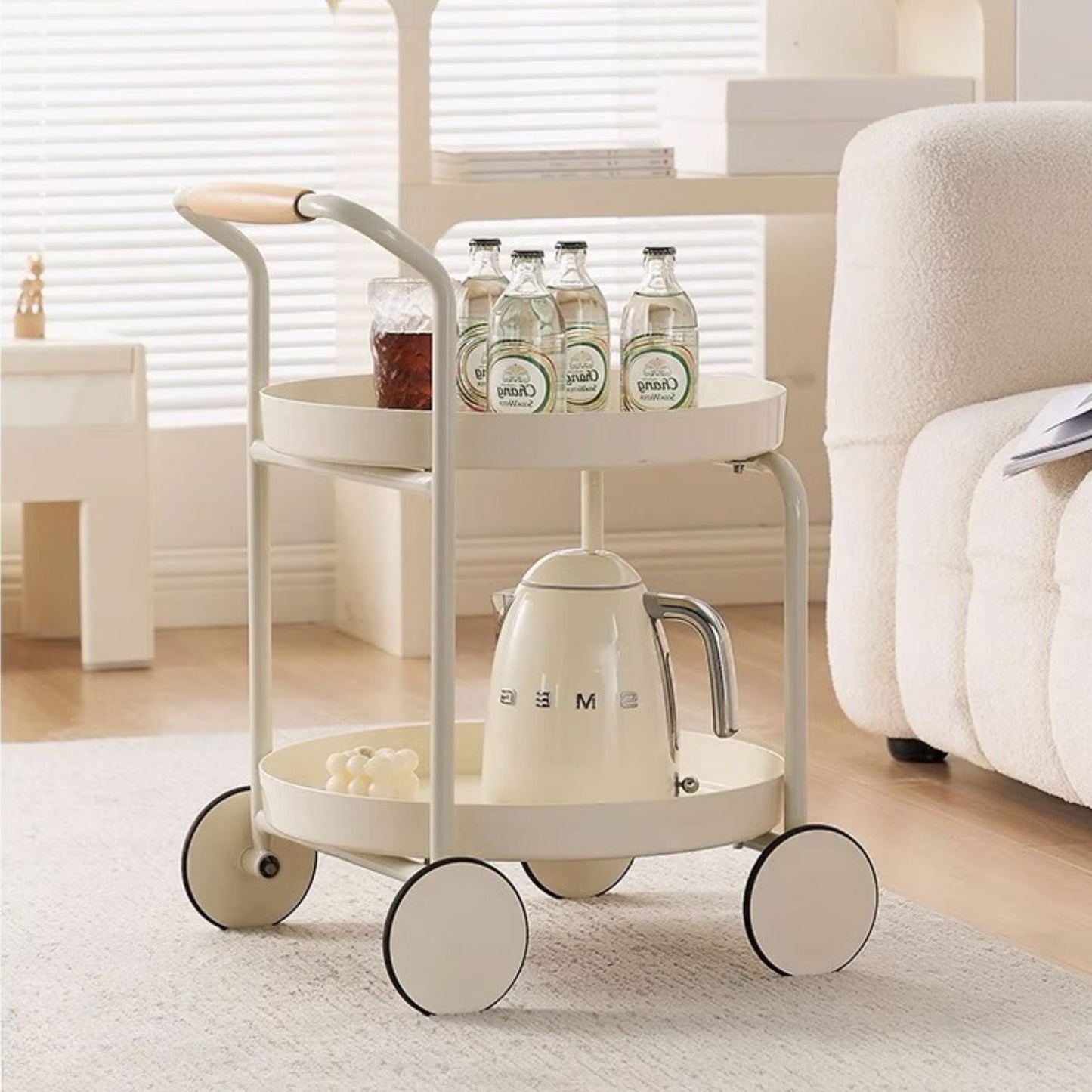 Carro Bar Vintage 2 Pisos con Ruedas Santú Home & Deco4#Beige