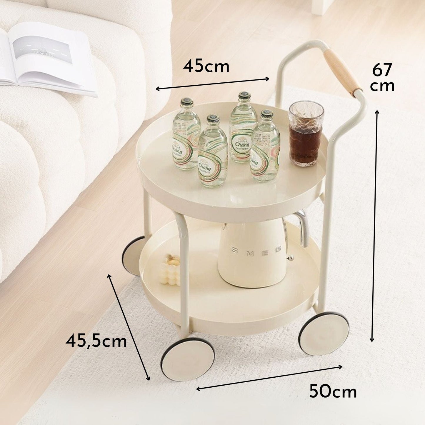 Carro Bar Vintage 2 Pisos con Ruedas Santú Home & Deco9#Beige