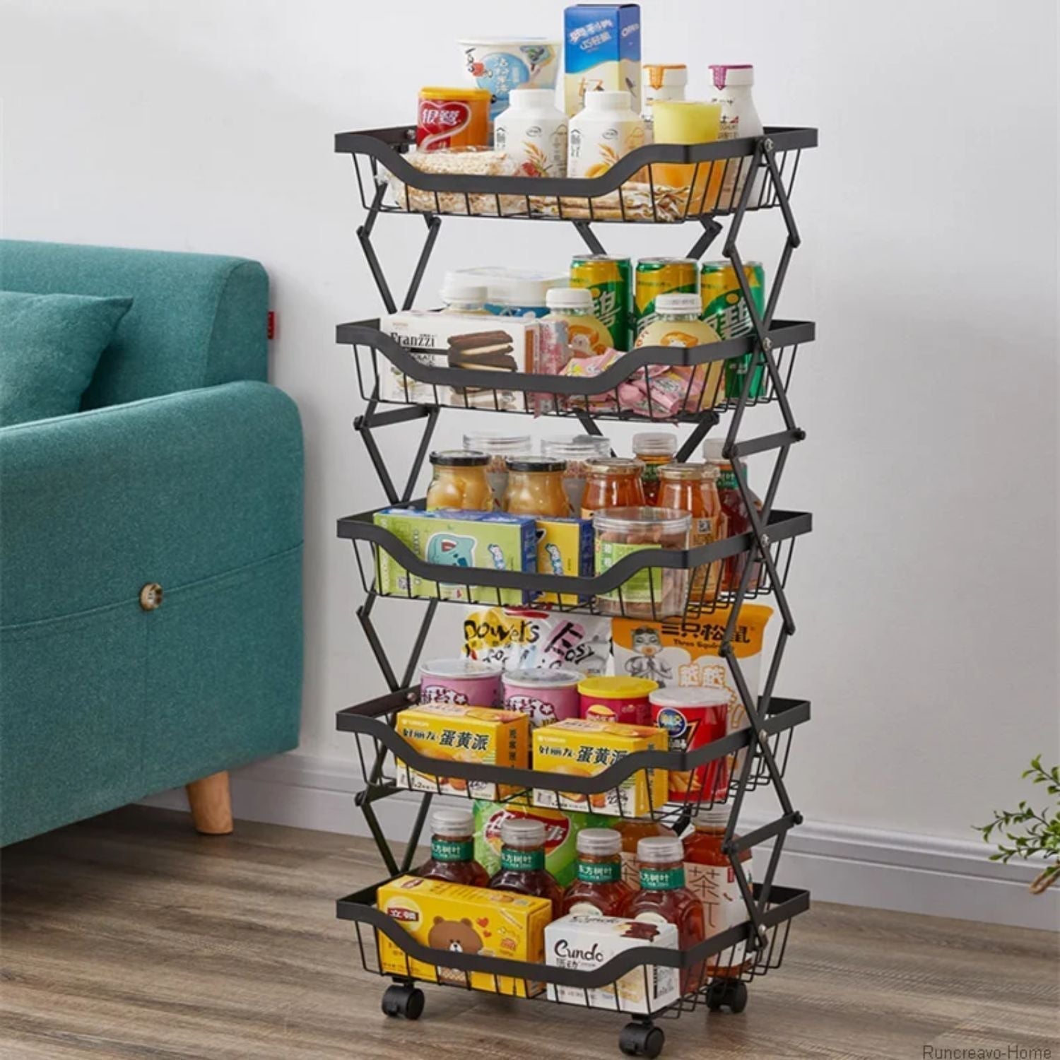 Carro Organizador Plegable De 5 Niveles Santú Home & Deco4#Negro