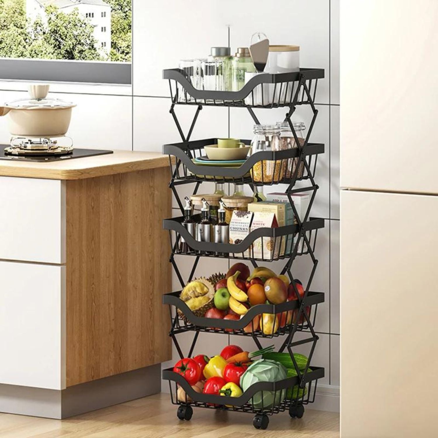 Carro Organizador Plegable De 5 Niveles Santú Home & Deco1#Negro