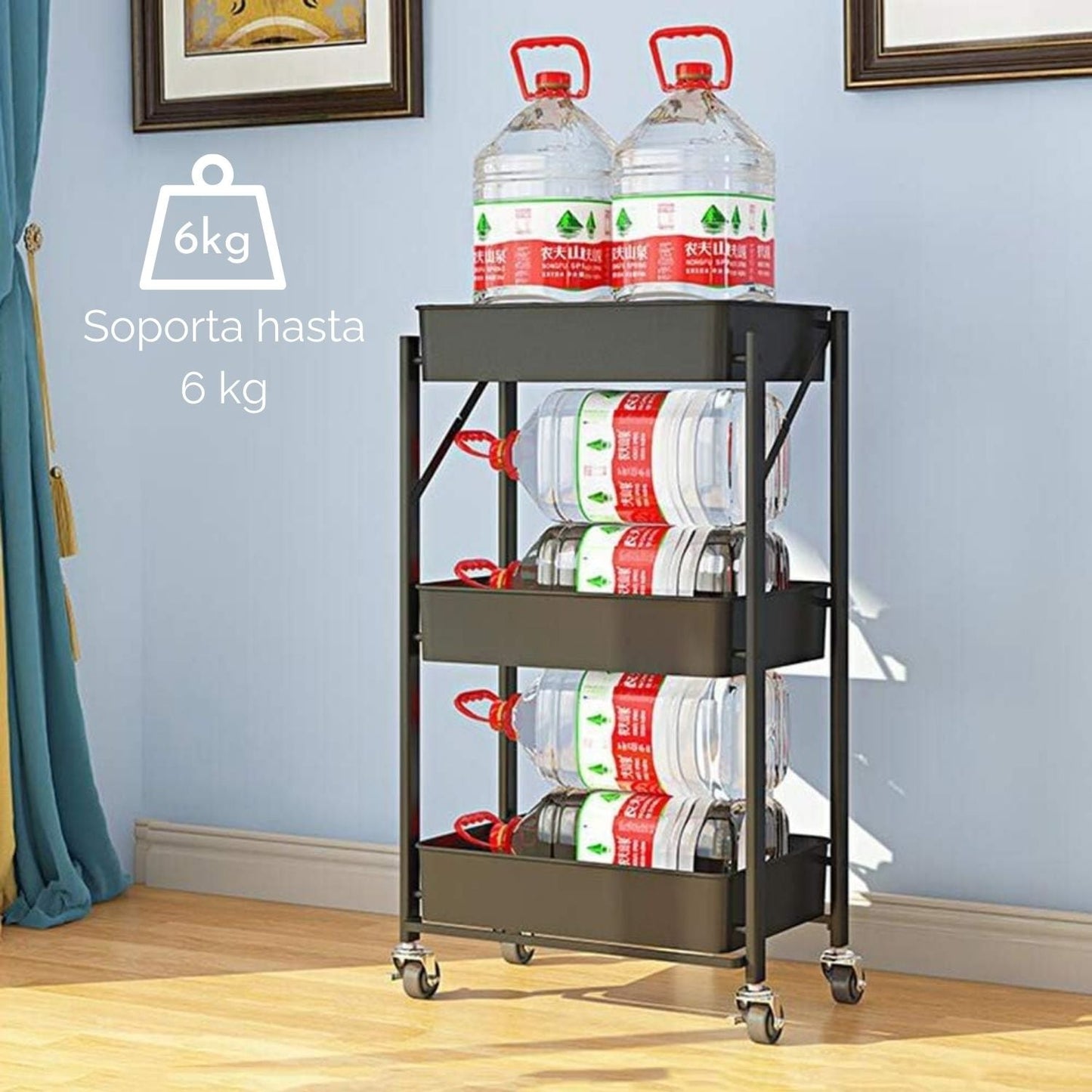 Carro Organizador Plegable de 3 Niveles Santú Home & Deco3#Blanco