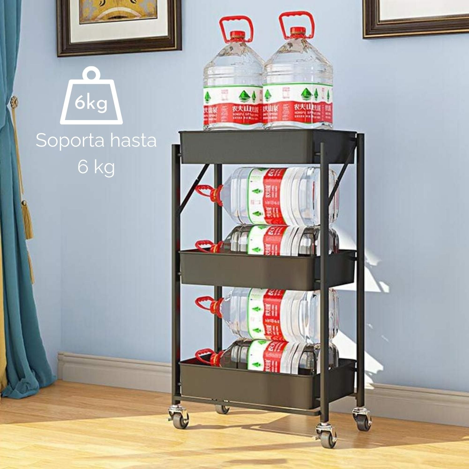 Carro Organizador Plegable de 3 Niveles Santú Home & Deco3#Blanco