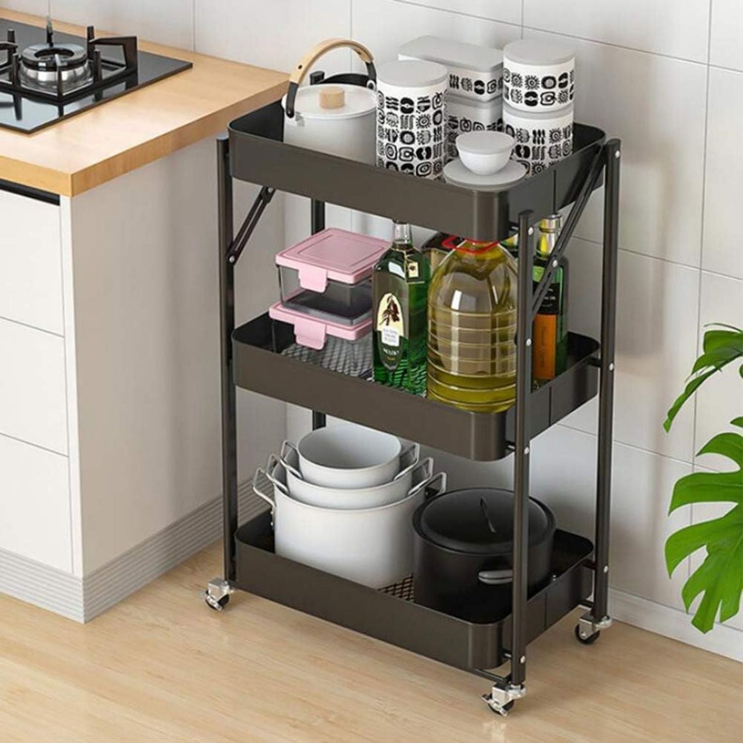 Carro Organizador Plegable de 3 Niveles Santú Home & Deco4#Blanco