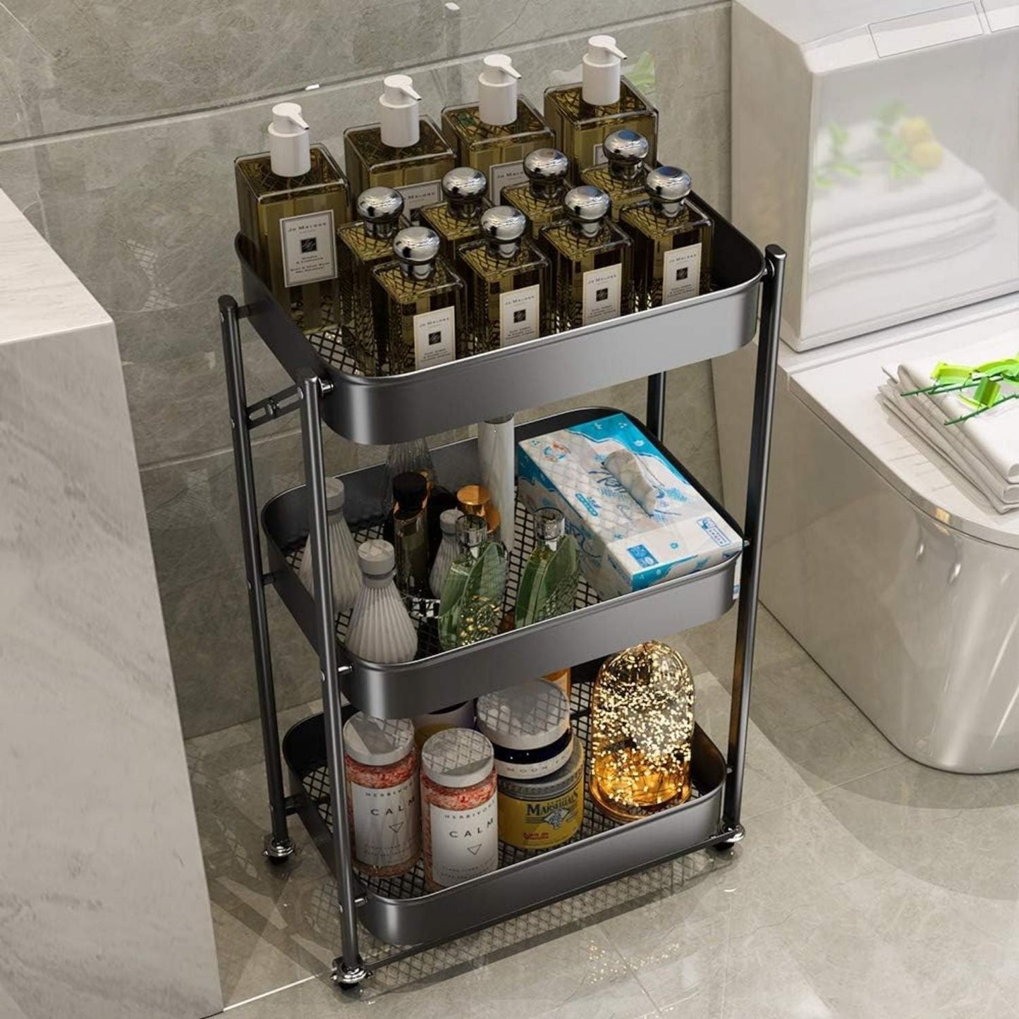 Carro Organizador Plegable de 3 Niveles Santú Home & Deco5#Blanco