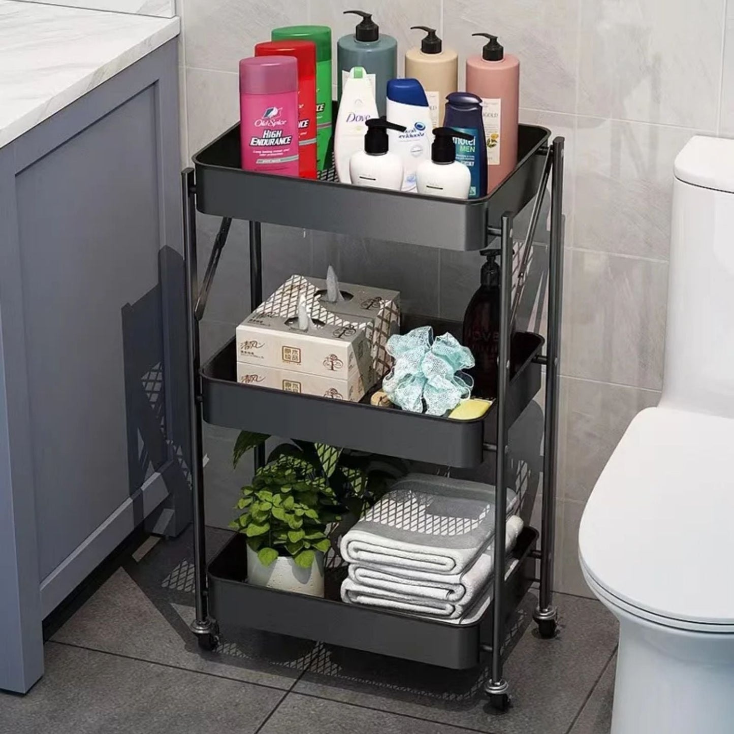 Carro Organizador Plegable de 3 Niveles Santú Home & Deco6#Blanco