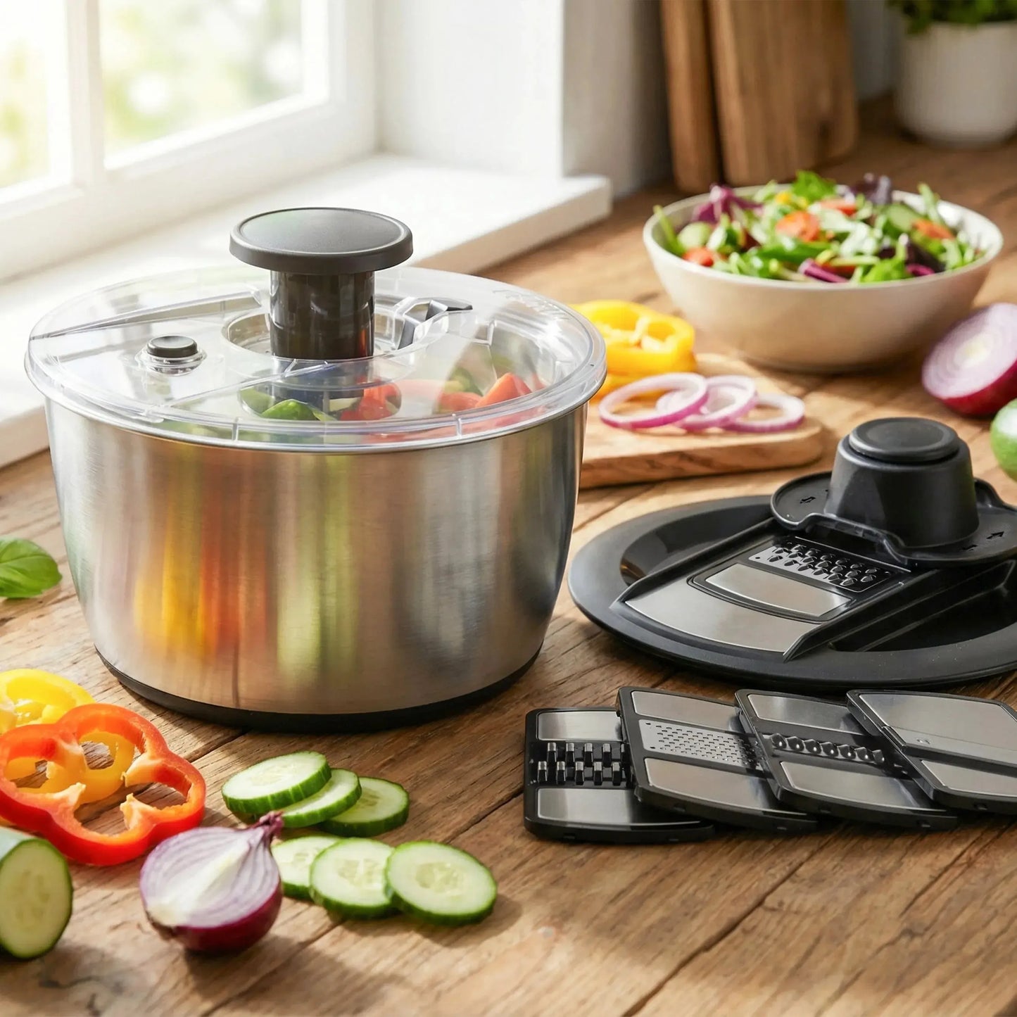 Centrifugador y Mandolina para Verduras 5 Cuchillas Simple Cook-Mandolinas