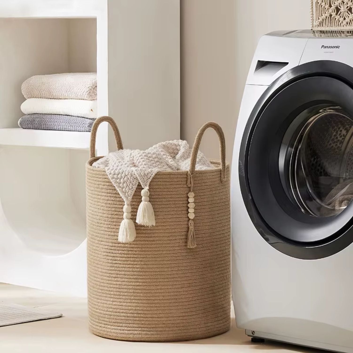 Cesta Tejida Cañamo Beige Santú Home & Deco1#Marrón