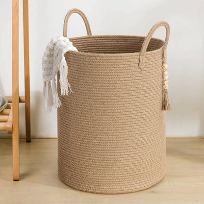 Cesta Tejida Cañamo Beige Santú Home & Deco2#Marrón