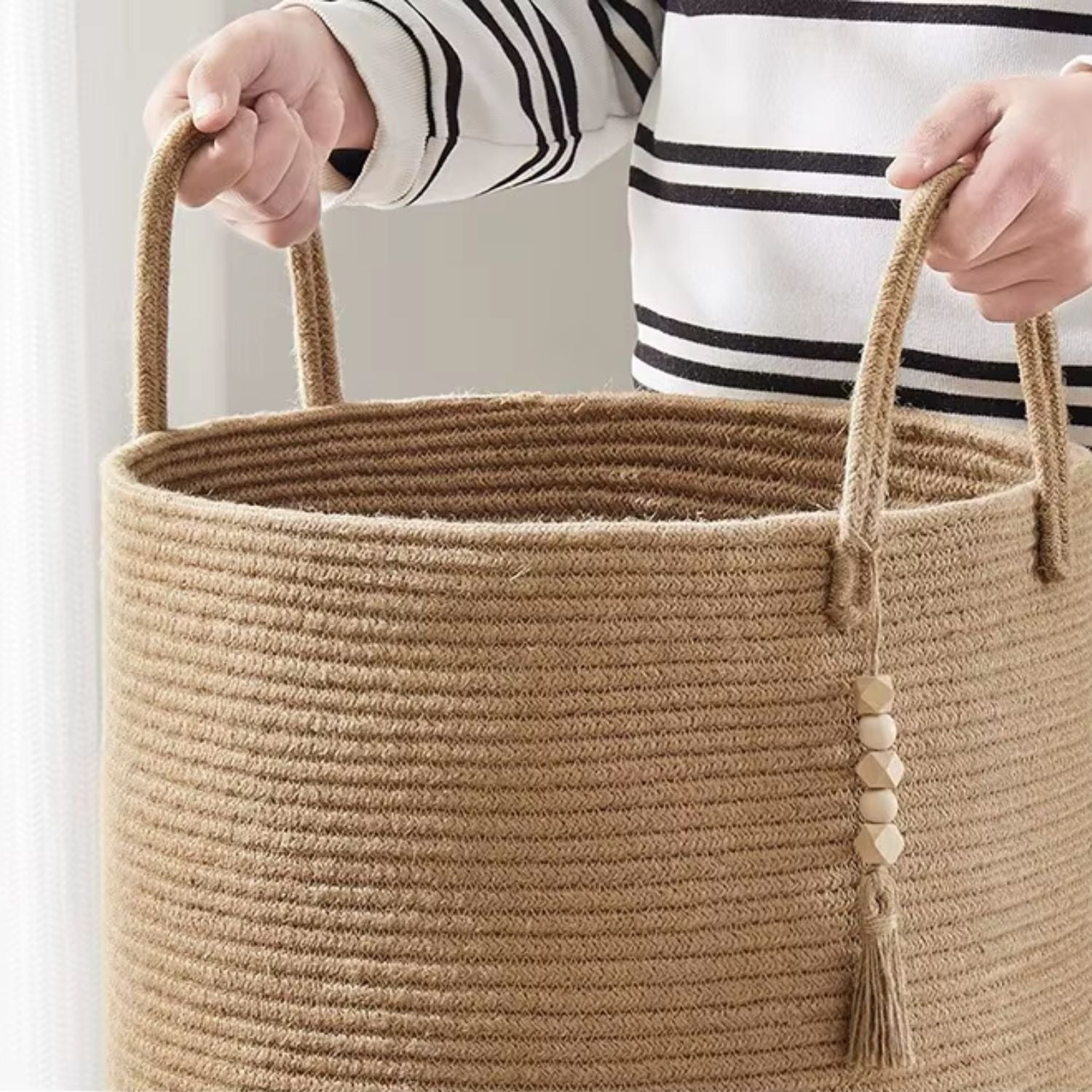 Cesta Tejida Cañamo Beige Santú Home & Deco5#Marrón