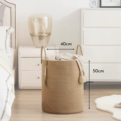 Cesta Tejida Cañamo Beige Santú Home & Deco3#Marrón